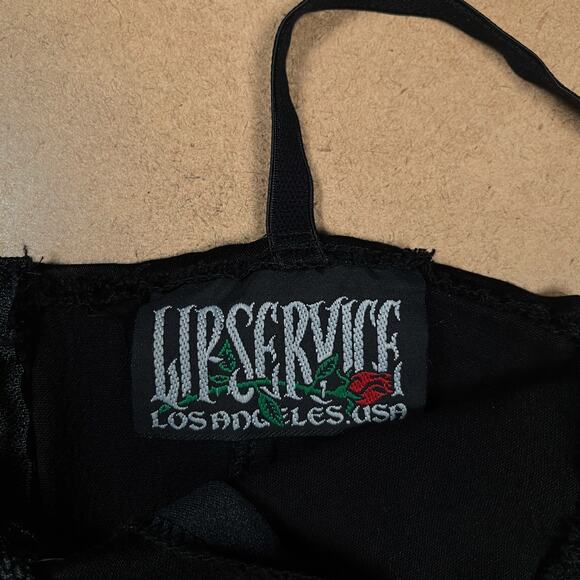 Y2K Lip Service Lace Up Front Corset Black Camisole Top XS Cami Vintage Goth - Picture 6 of 16